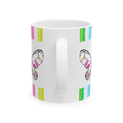Mugs Butterfly Rainbow Stripe Ceramic Mug in Pink