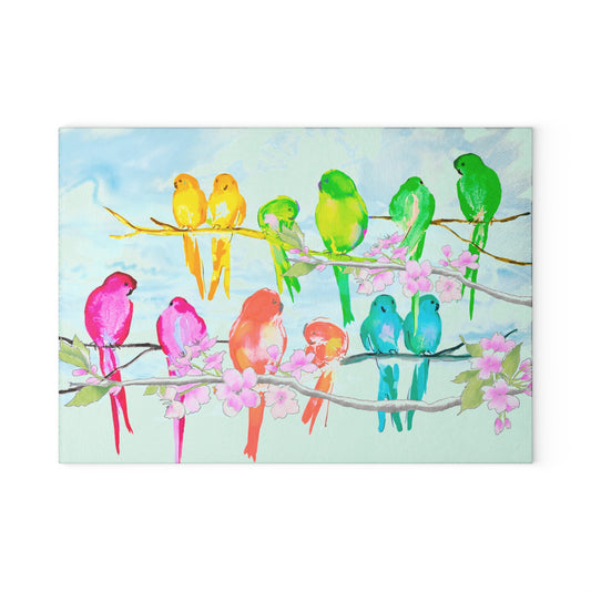 Glass Cutting Boards Birds on a Cherry Branch