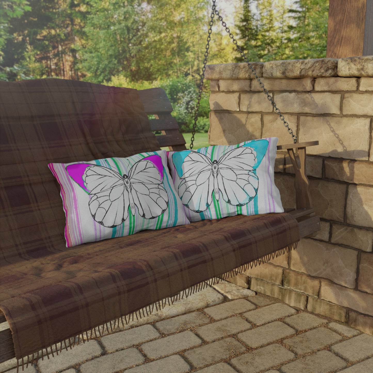 Pillows Outdoor Watercolor Butterfly Whimsy