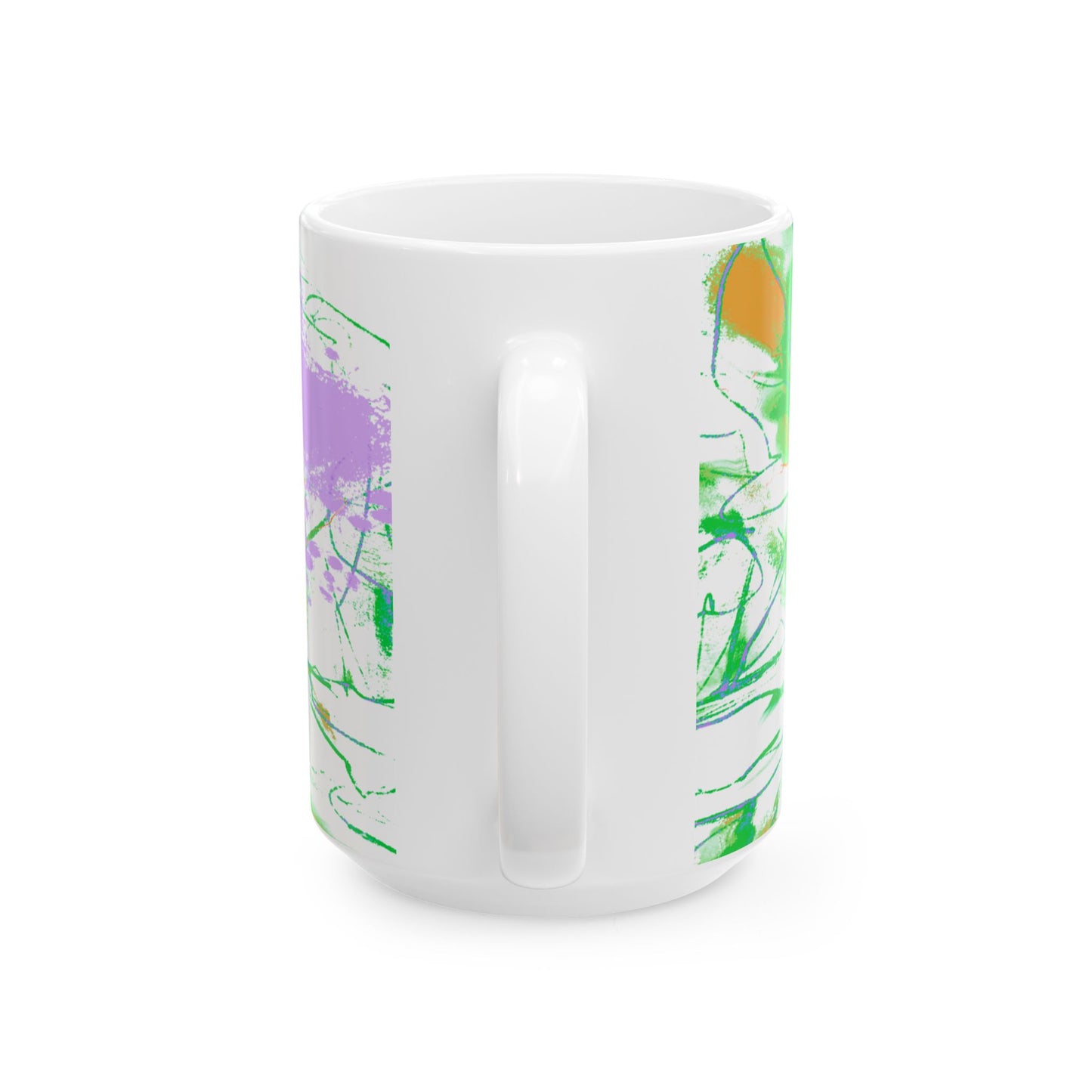 Joyful Landscapes Ceramic Mug in Green and Purple, 11oz, 15oz