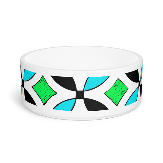 Pet Bowls Vintage Tile Green, Aqua and Black