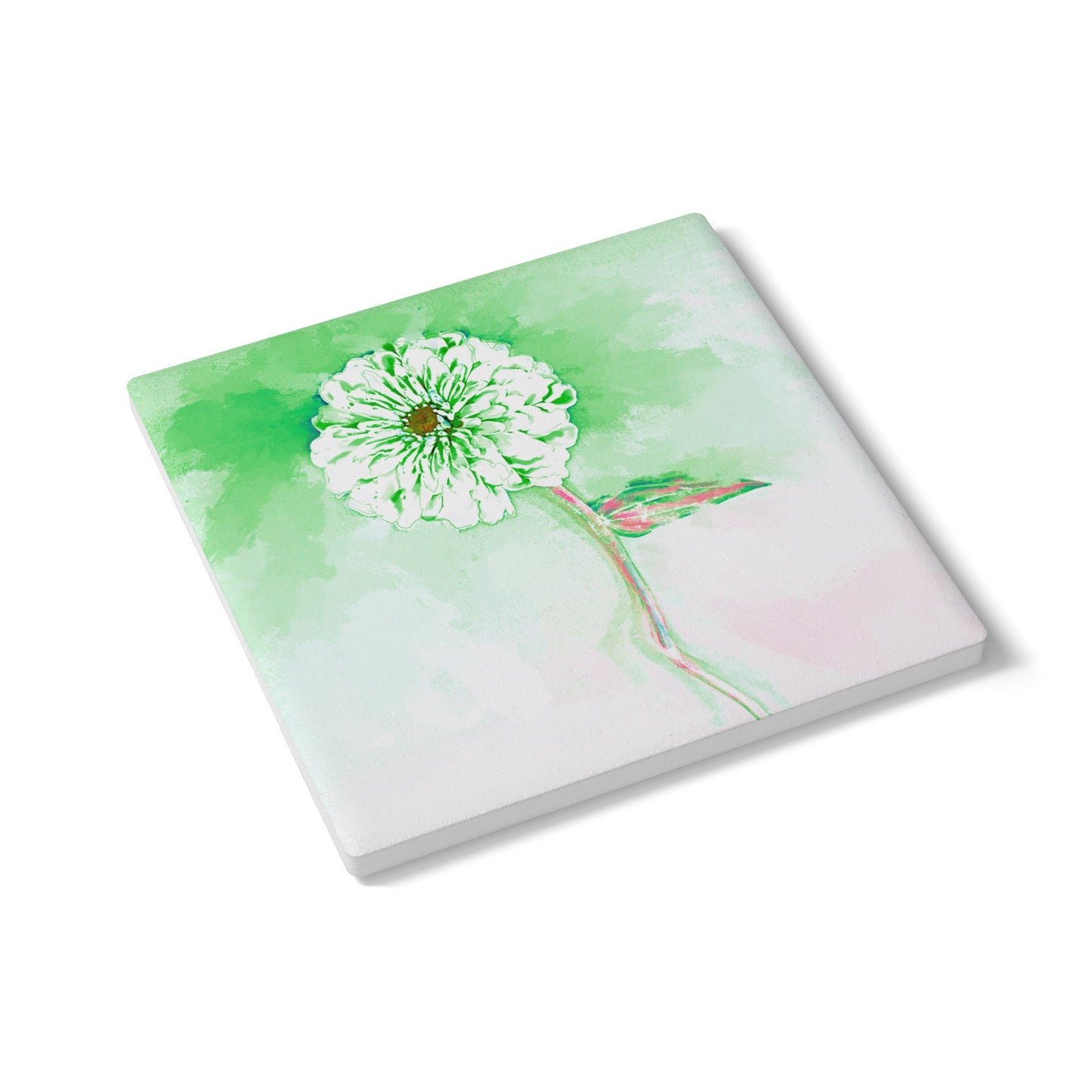 Zinnia Ceramic Coaster, Grass Green