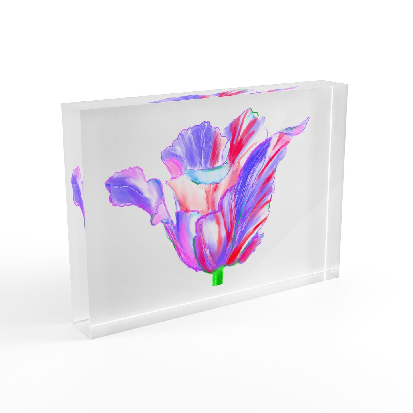 Dancing Tulips Acrylic Art Block Purple