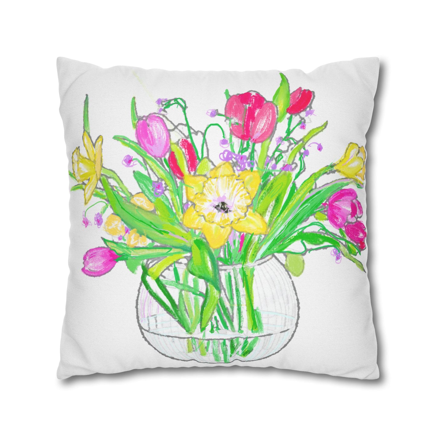 Fresh Picked Bouquets Square Pillowcase