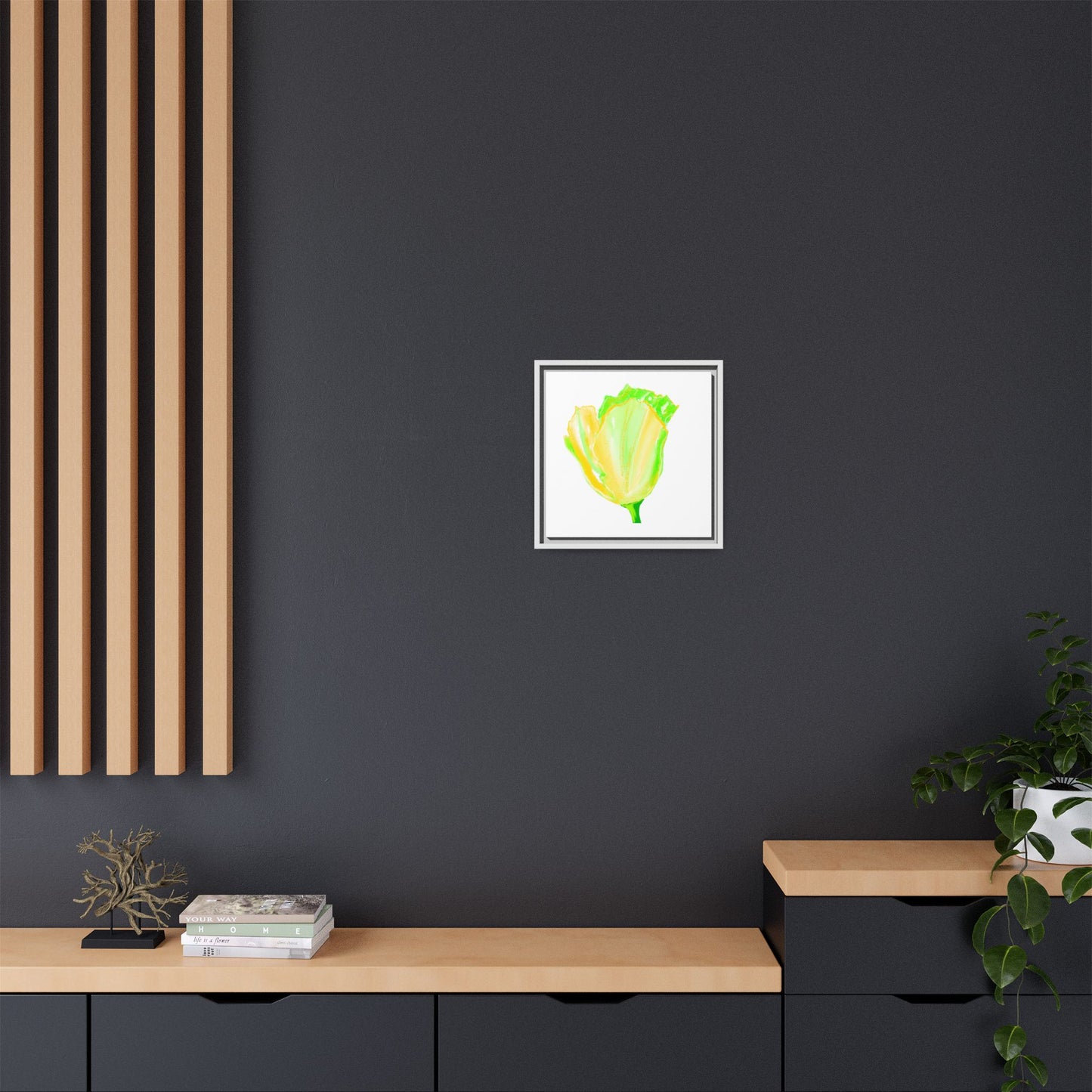Dancing Tulips Matte Canvas, Framed (Multi-color) Yellow Green