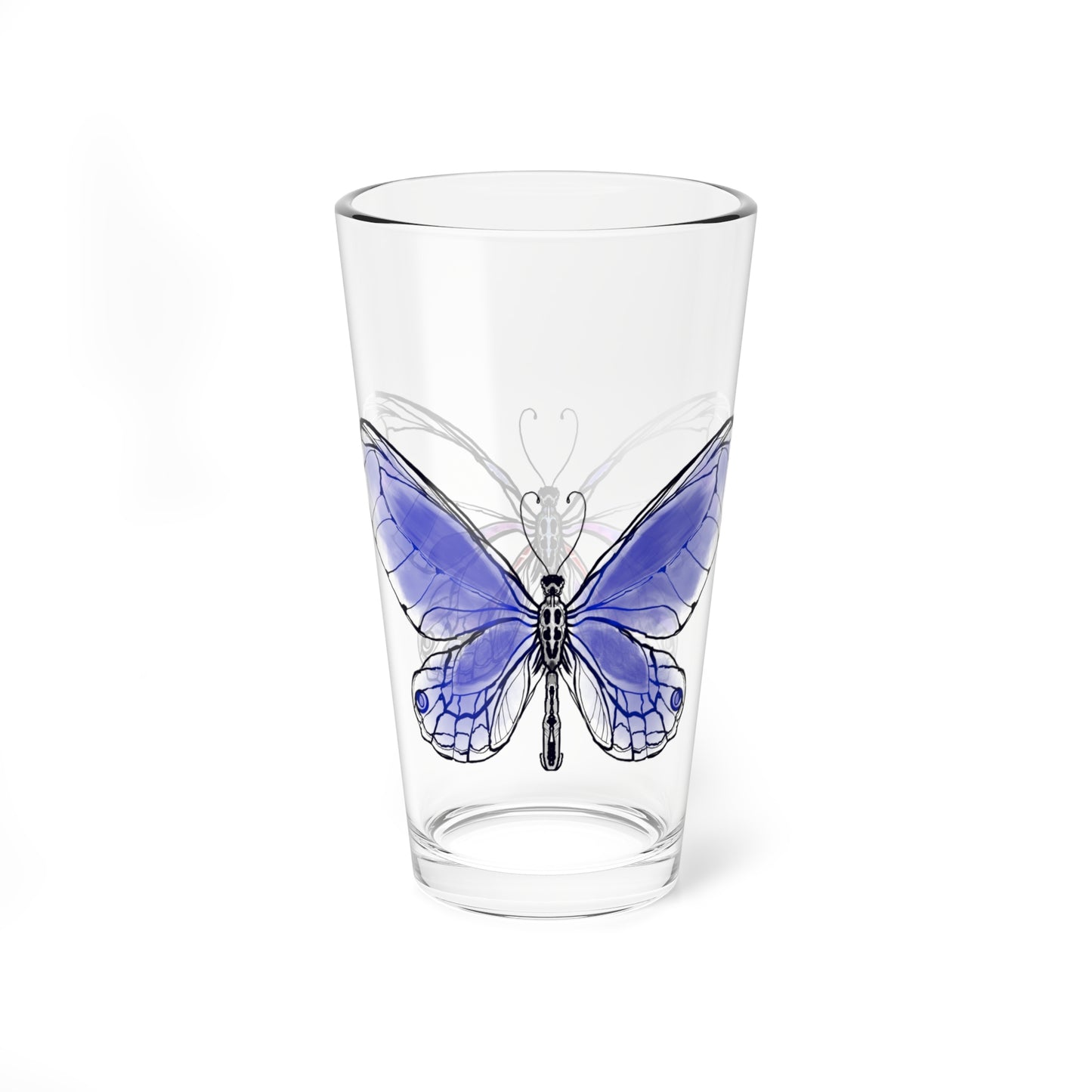 Mixing Glass, 16oz Butterfly Colorful Watercolor