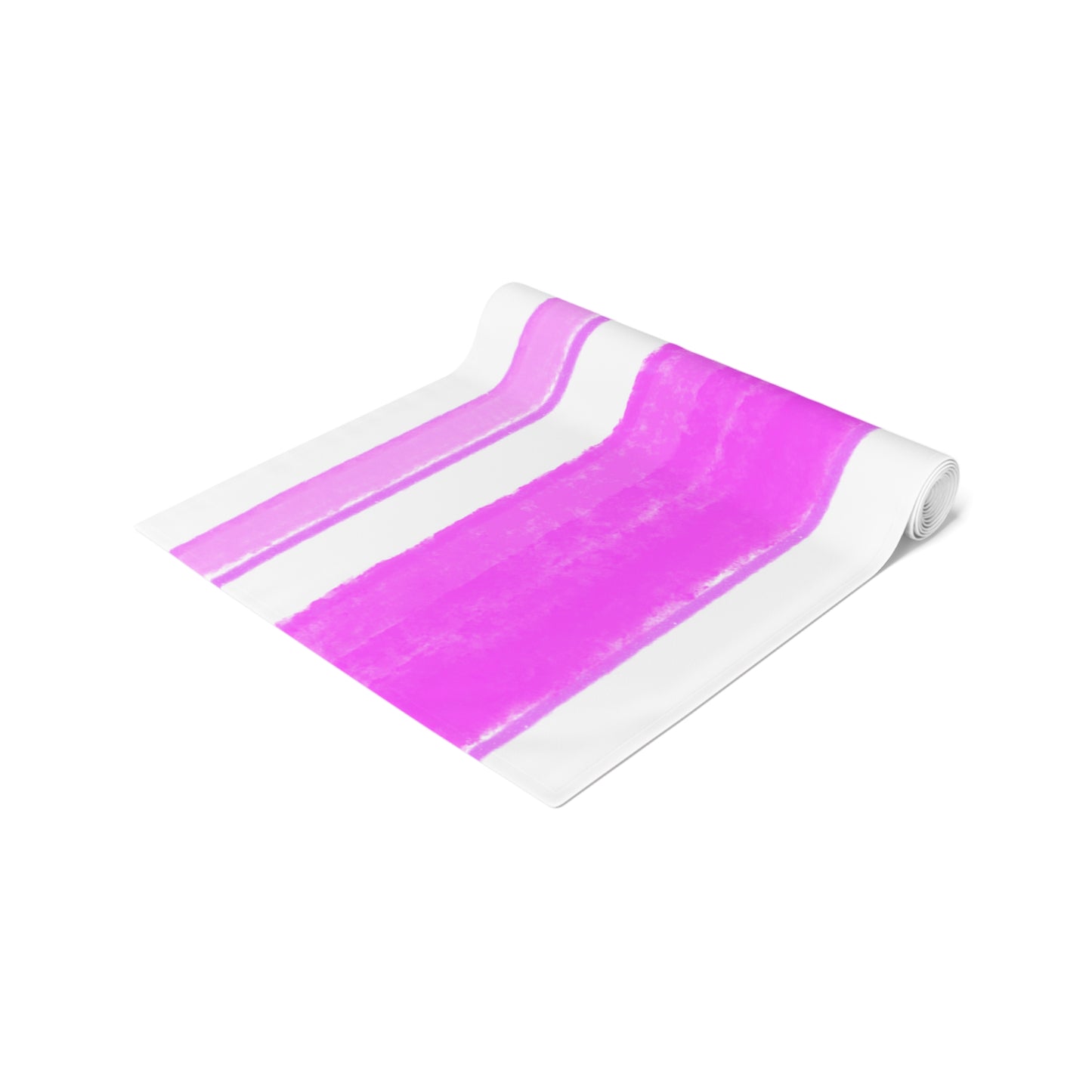 Mega Stripe Table Runner (Cotton Creamy white , Poly Bright White) Bright Pink