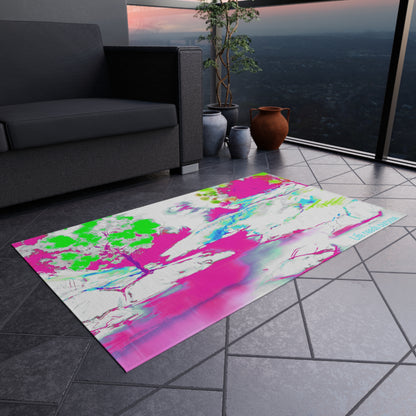 Inspirational Landscapes  Indoor/Outdoor Area Rug, "Life needs purpose" Raspberry and Green