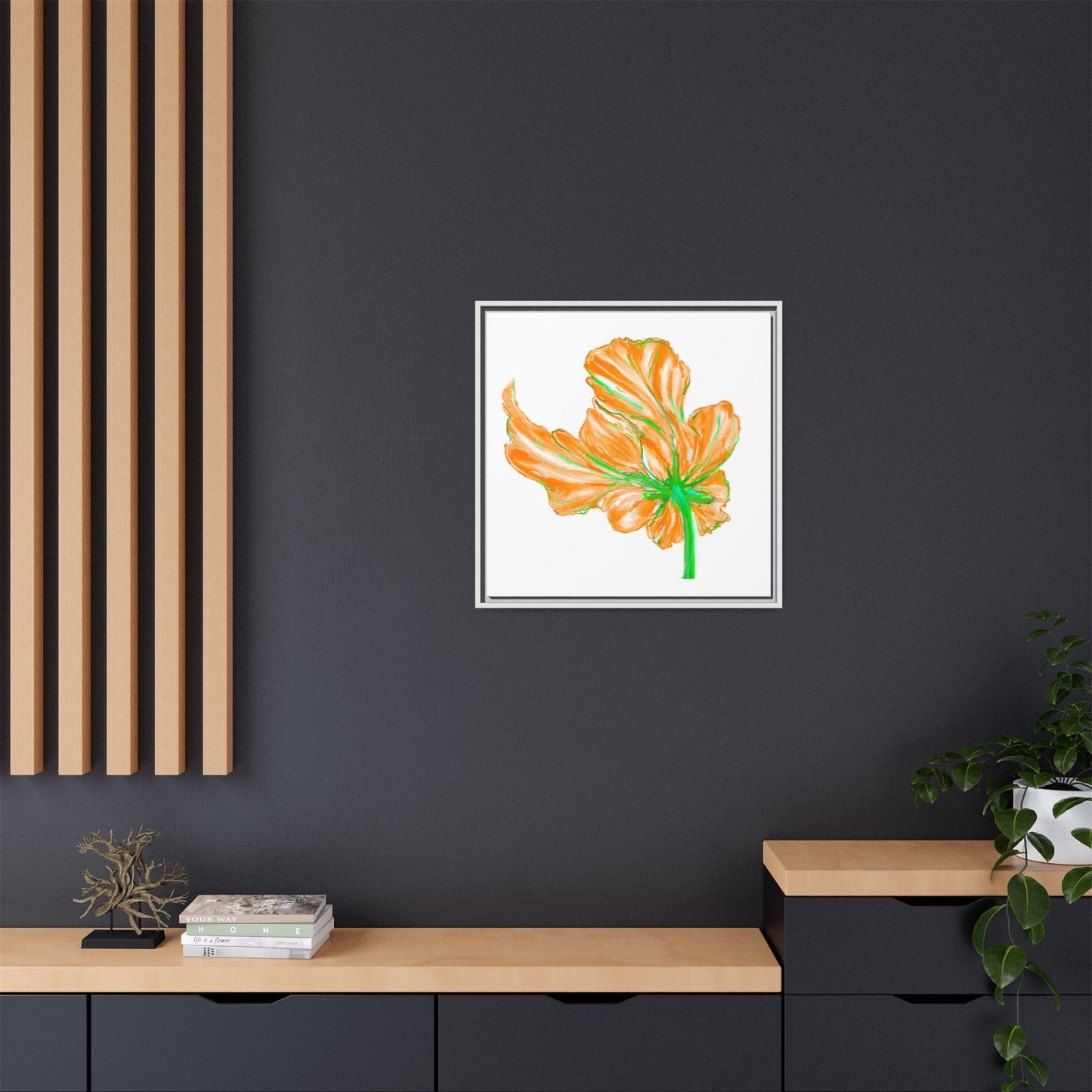 Dancing Tulips Matte Canvas, Framed (Multi-color) Orange
