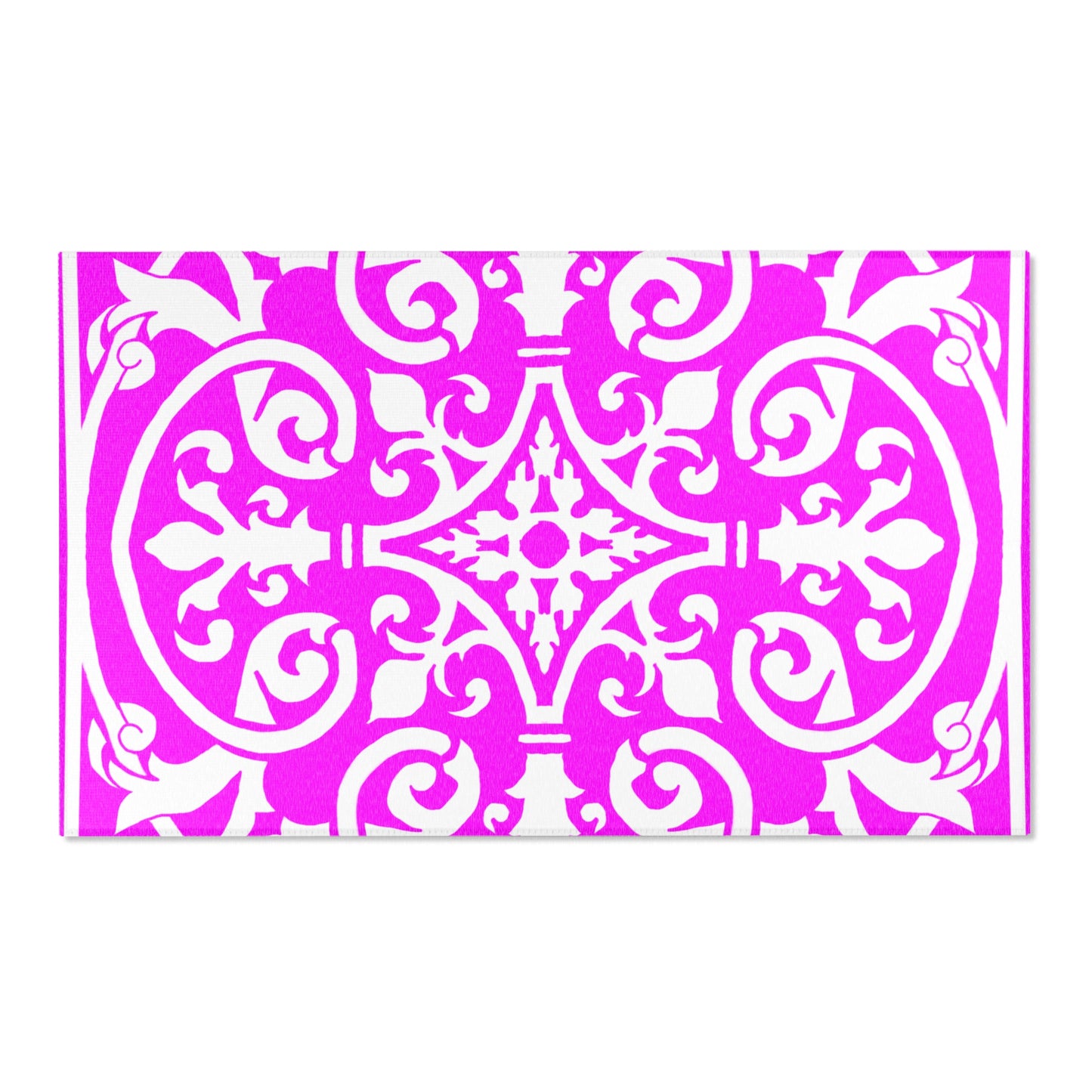 Scrollwork Indoor/Outdoor Rug Raspberry