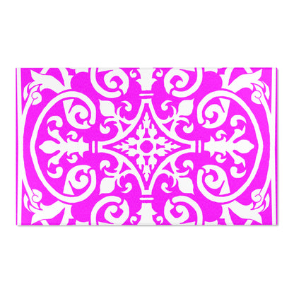 Scrollwork Indoor/Outdoor Rug Raspberry