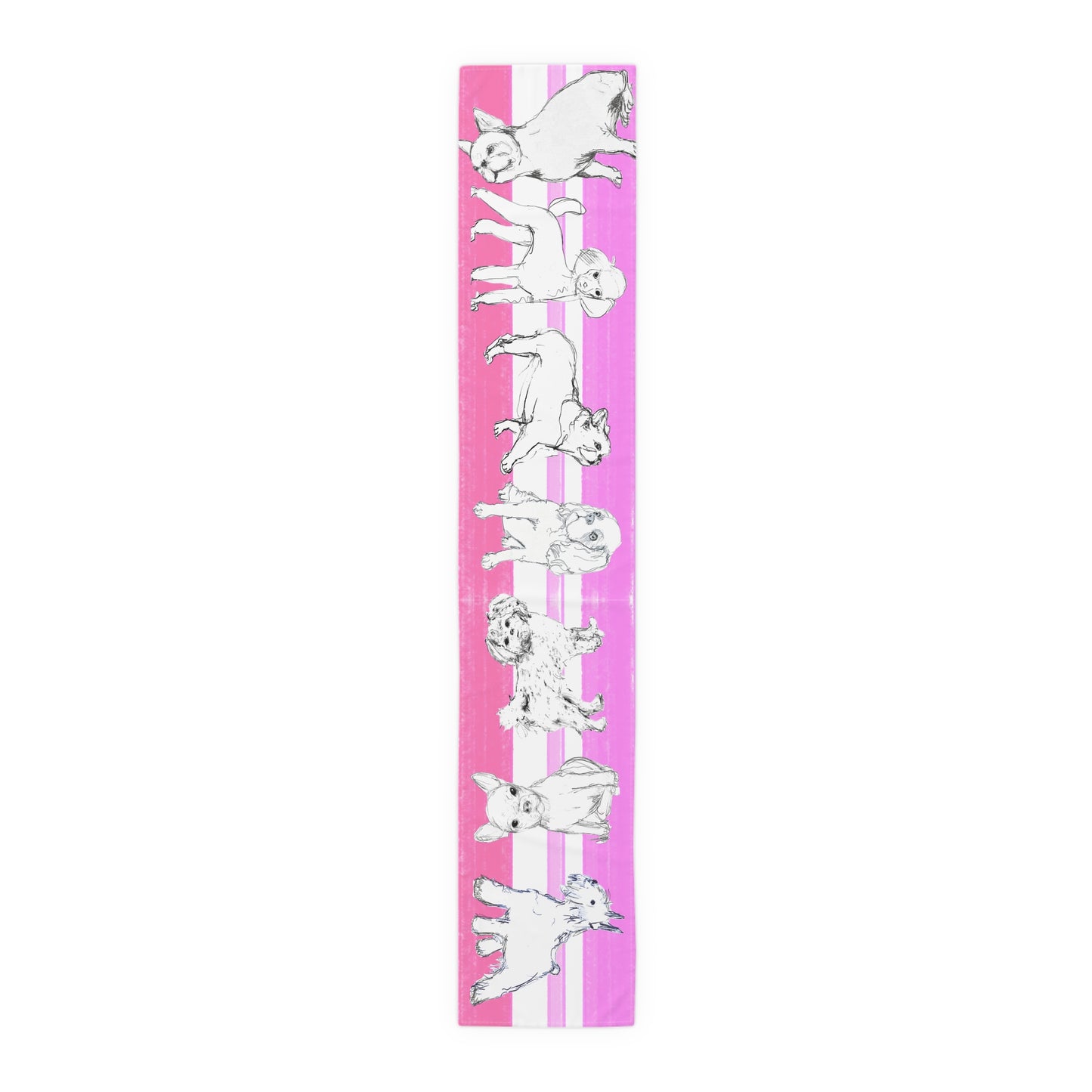 Dogi Butterfly Flutter Table Runner , 16" x 90", Cotton Creamy White Background OR Poly Bright White Background), Pinks