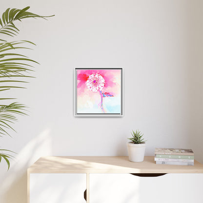 Zinnia Color Splash Matte Canvas Pink Framed