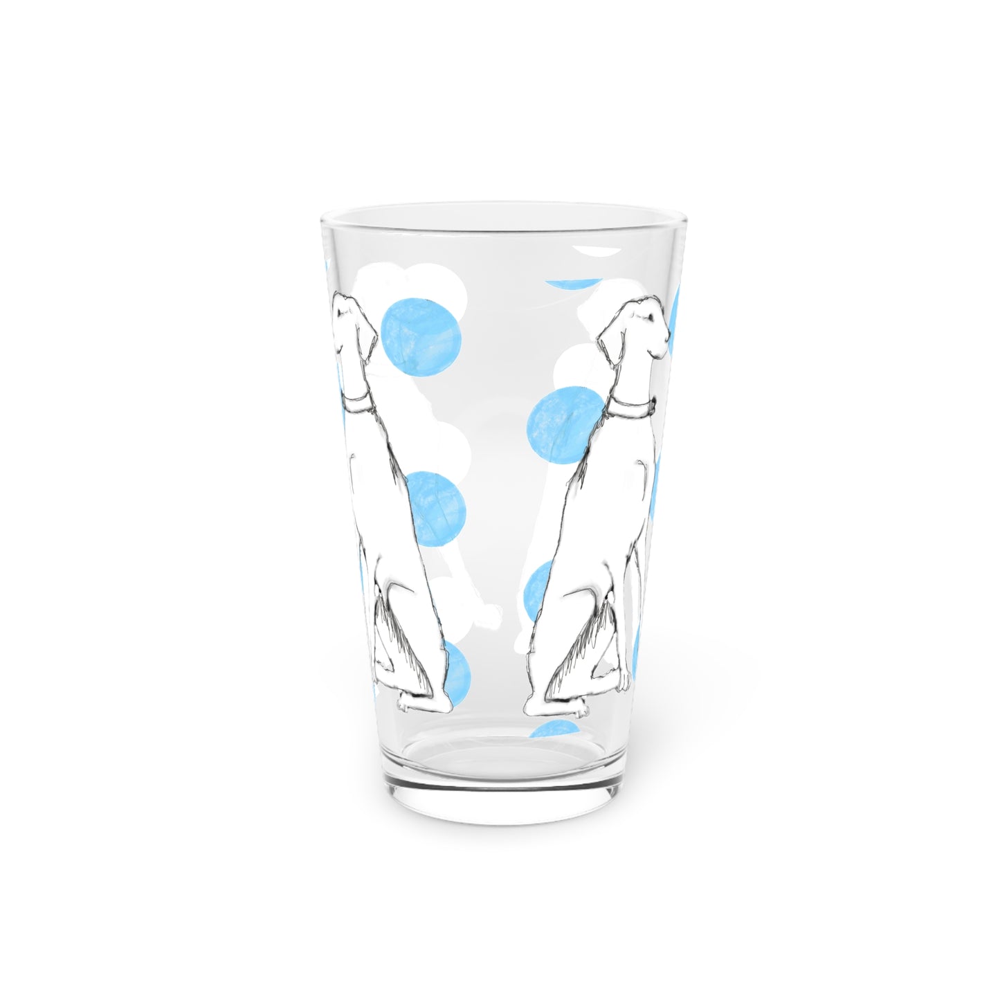 Dogi Fun and Polka Dots Pint Glass in Blue, 16oz (Dalmatian)