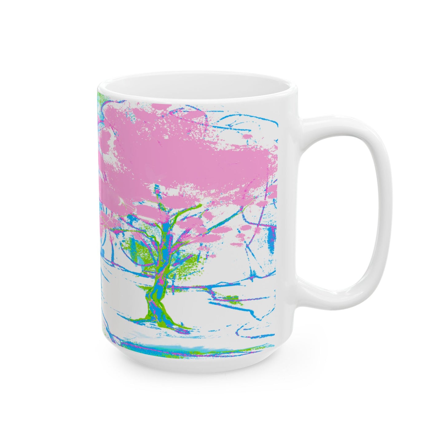 Joyful Landscapes Ceramic Mug in Blue and Purple, 11oz, 15oz