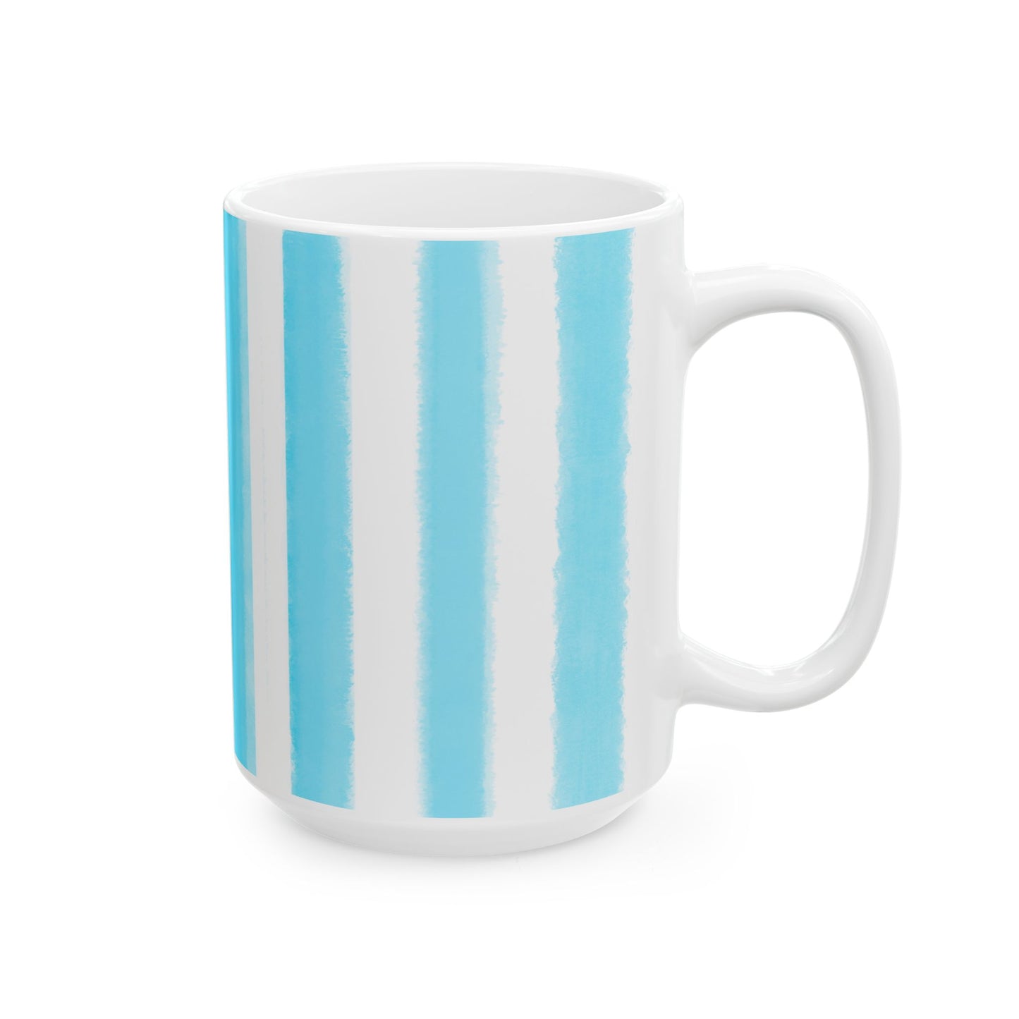 Watercolor Stripes Ceramic Mug Aqua