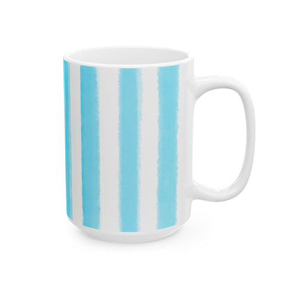 Watercolor Stripes Ceramic Mug Aqua