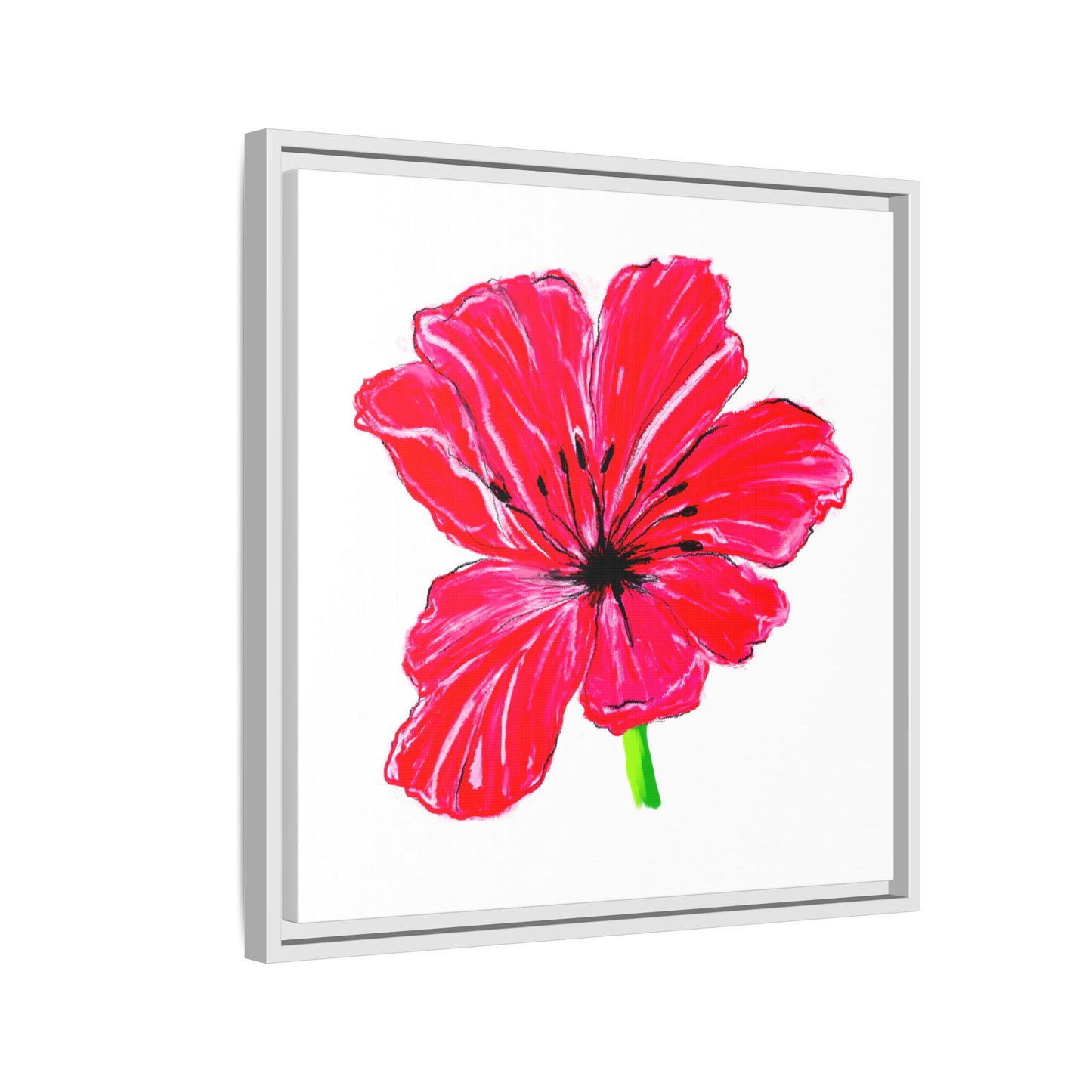 Dancing Tulips Matte Canvas, Framed  Red
