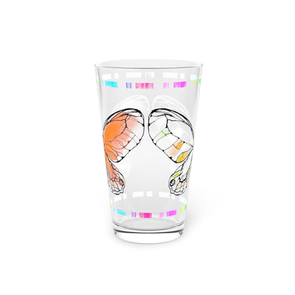 Butterfly Flutterstripe Pint Glass In Orange, 16oz