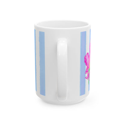 Dancing Tulips Mug Periwinkle Raspberry