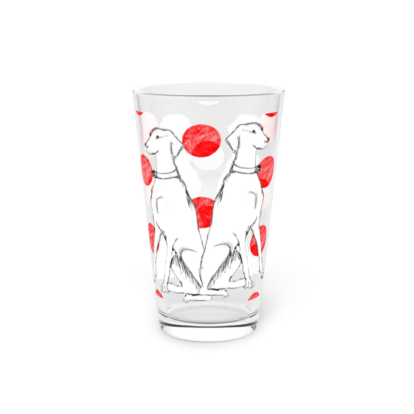 Dogi Fun and Polka Dots Pint Glass in Red, Dalmatian, 16oz