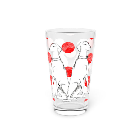 Dogi Fun and Polka Dots Pint Glass in Red, Dalmatian, 16oz