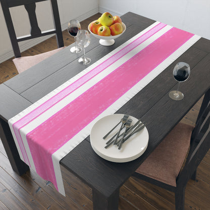 Mega Stripe Table Runner (Cotton Creamy White, Poly Bright White) Pink