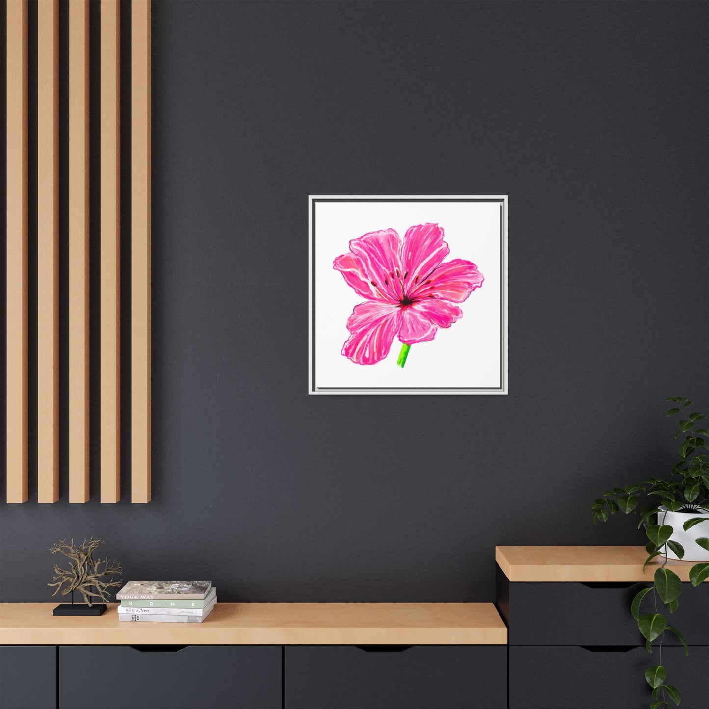 Dancing Tulips Matte Canvas, Framed Warm Pink