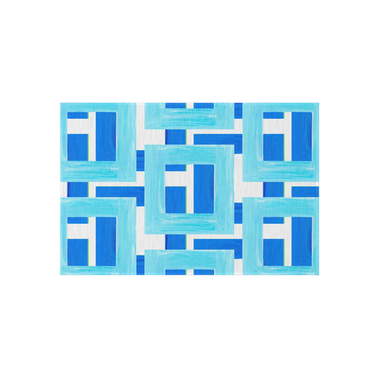 Indoor/Outdoor Rug Color Blocks Aqua & Blue