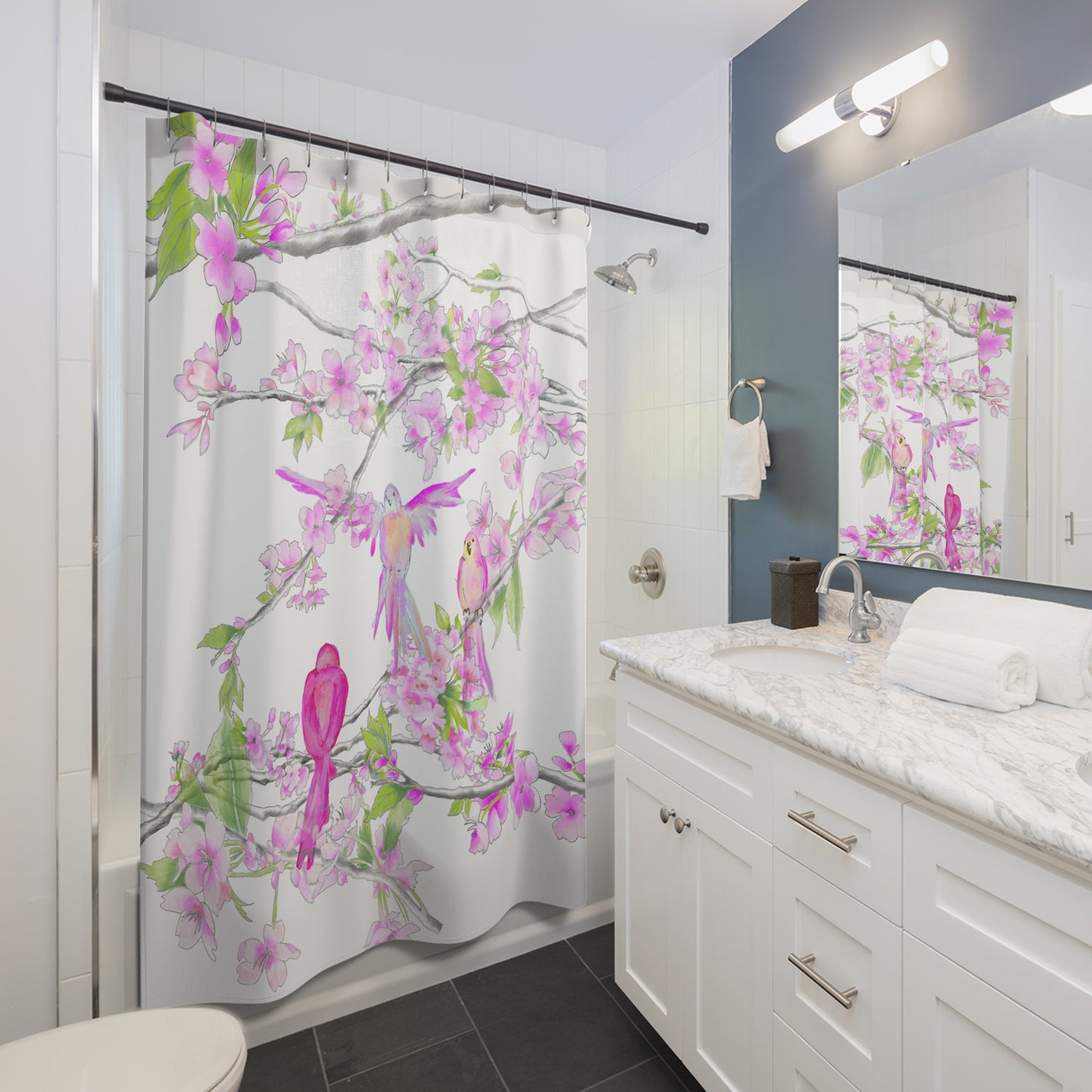 Shower Curtains Cherry Chirp