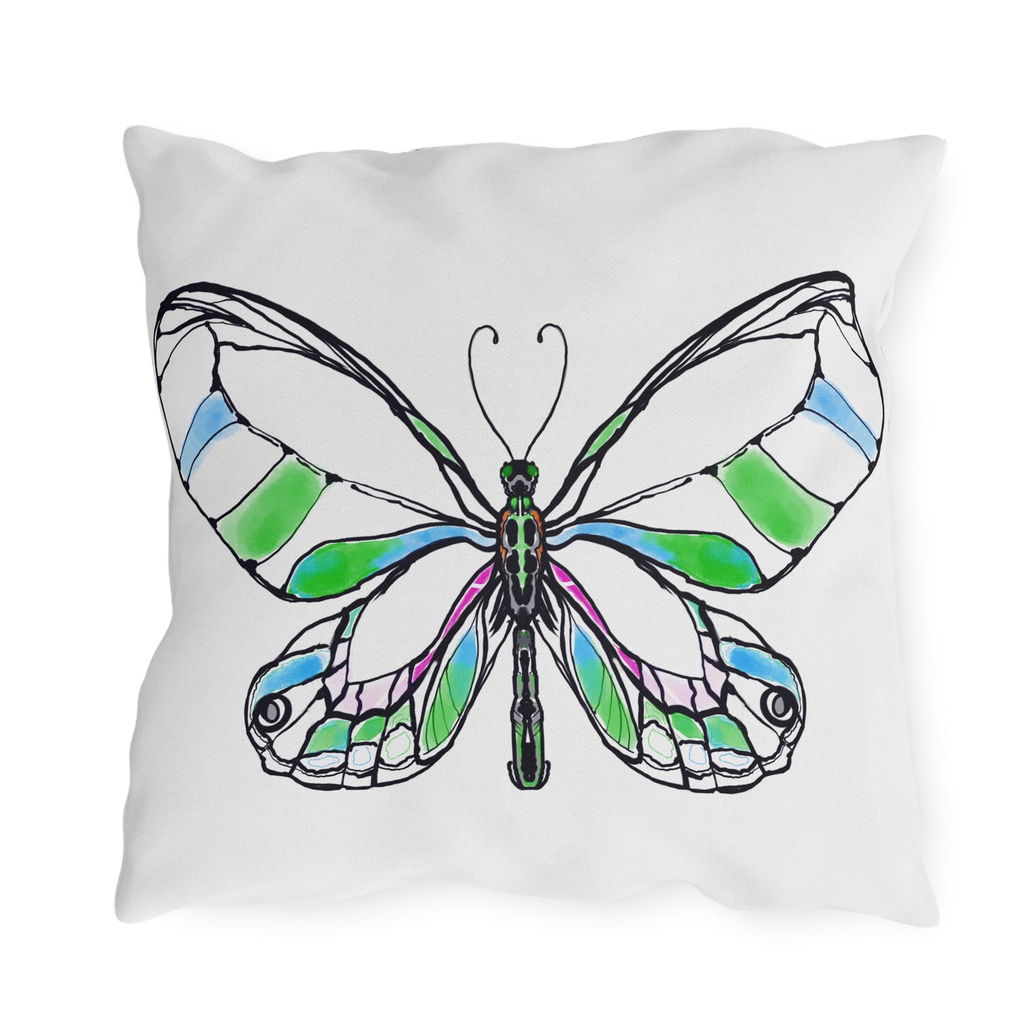 Outdoor Pillows Lulu Butterflies Aqua