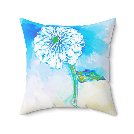 Zinnia Quiet Reflection Spun Polyester Square Pillow in Blue "Blessed be the name of the Lord" (double sided print) (20" x 20")