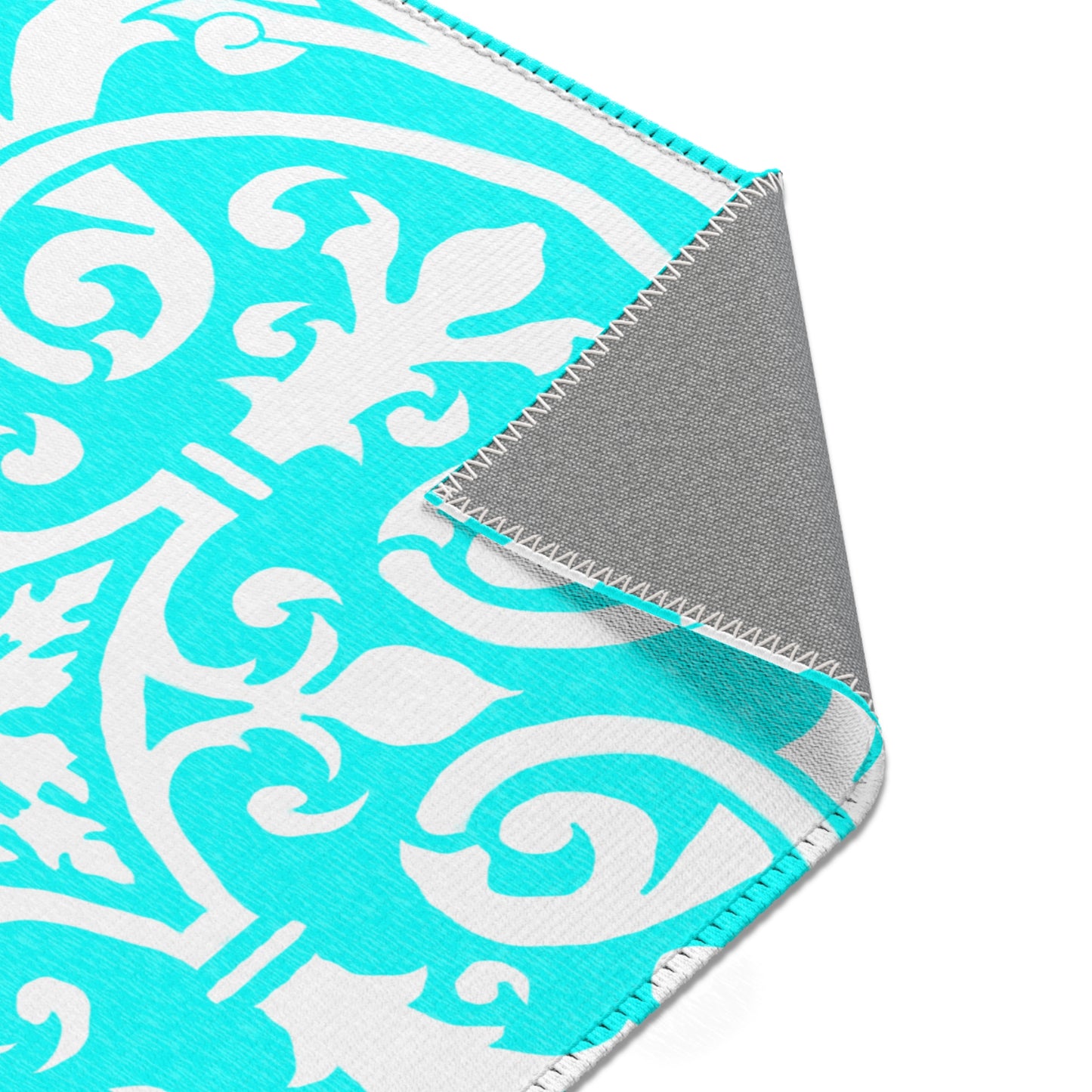 Scrollwork Indoor/Outdoor Rug Aqua