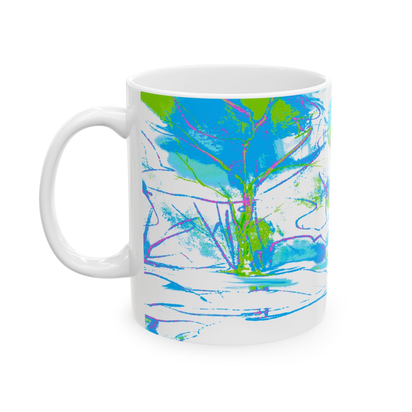Joyful Landscapes Ceramic Mug in Blue and Purple, 11oz, 15oz