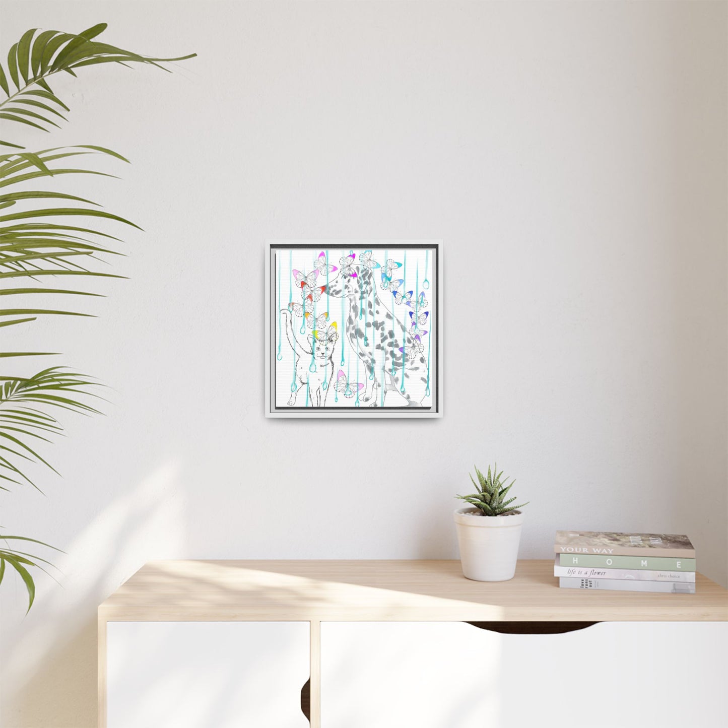 Butterfly Chroma Rain and Shine Matte Canvas, Framed (White)