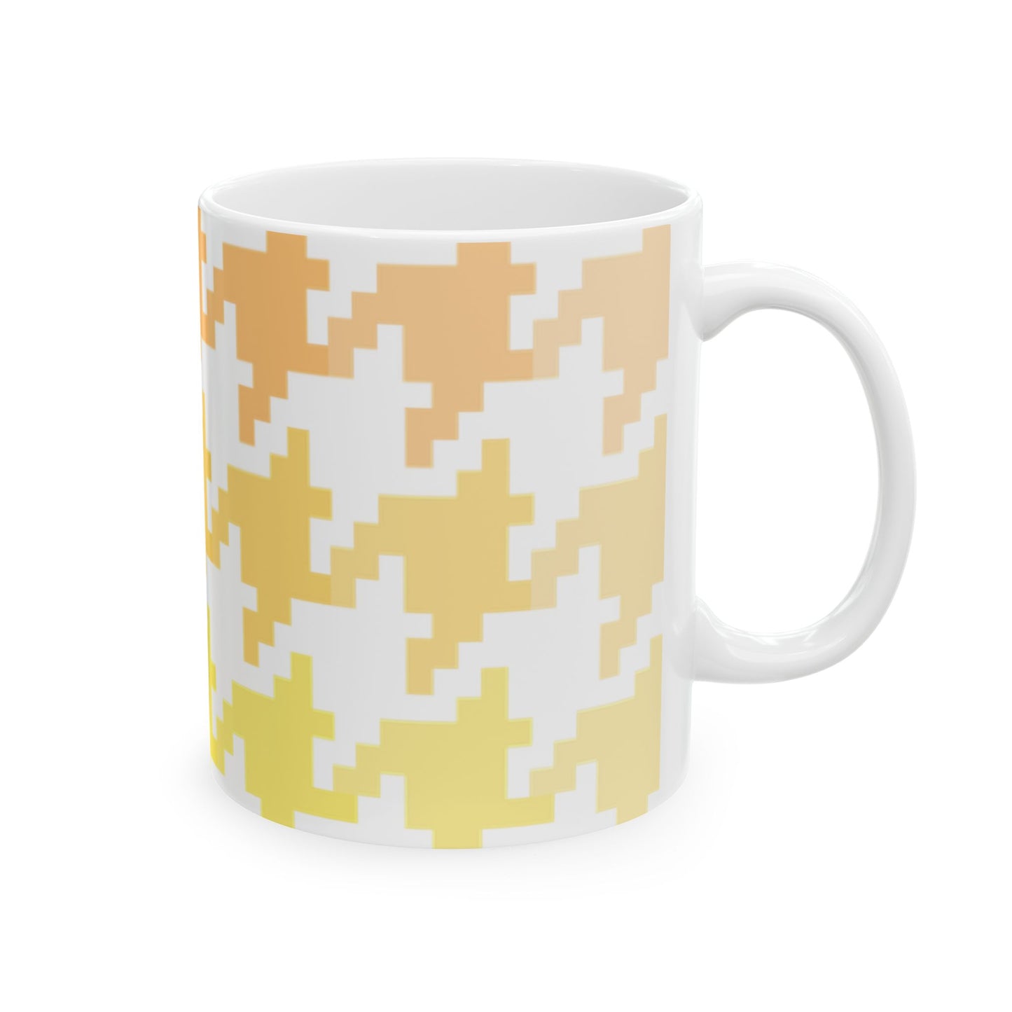 Houndstooth Fun in Orange Ceramic Mug, 11oz