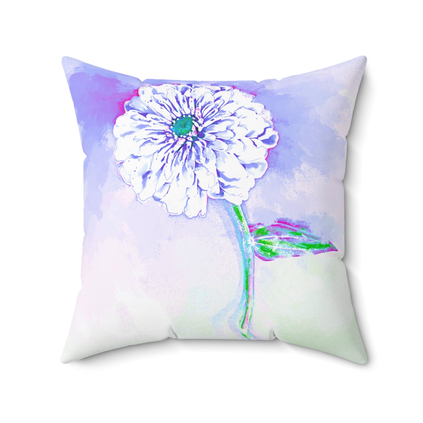 Zinnia Color Splash Spun Polyester Square Pillow, Purple Lavender