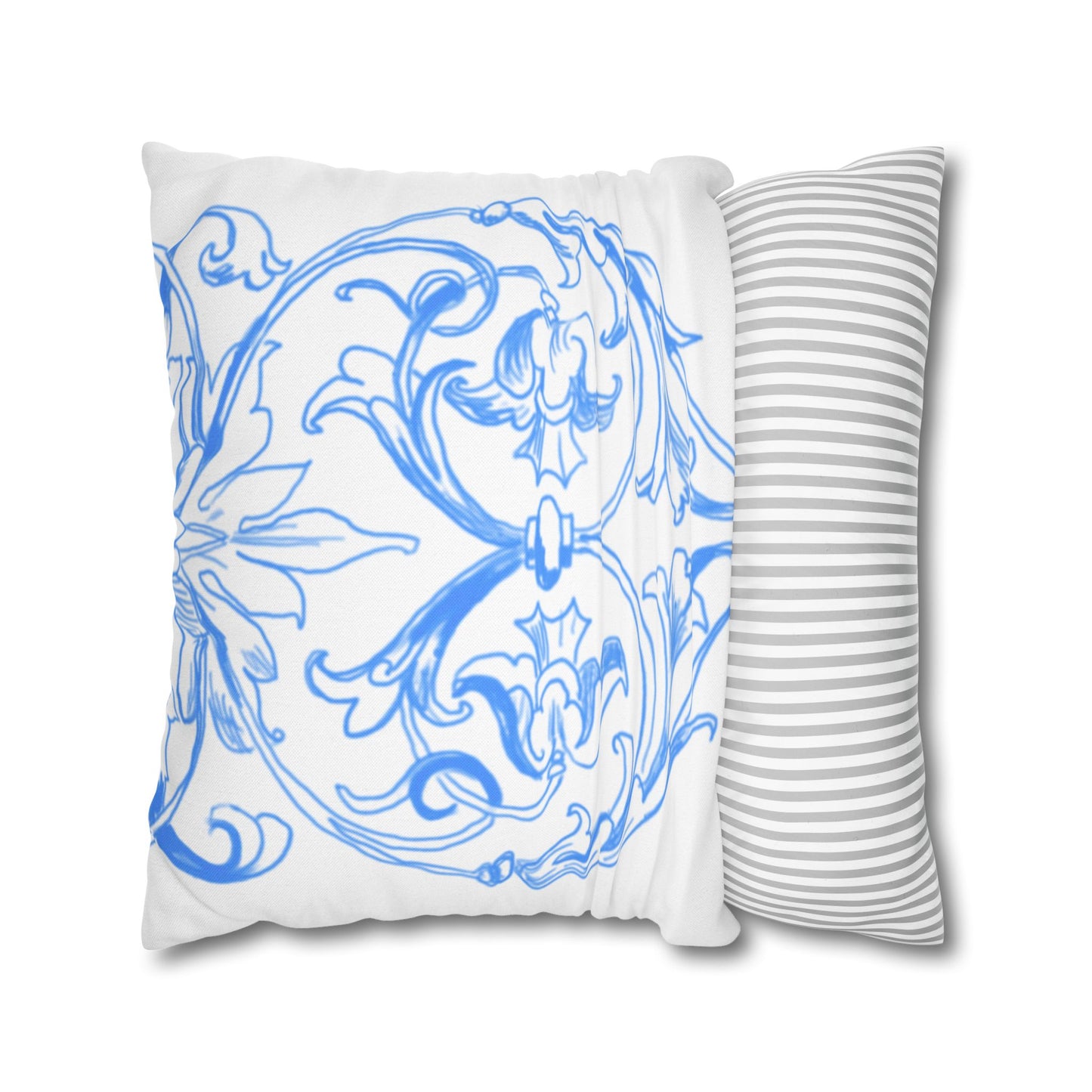 Blue and White Porcelain Square Pillowcase