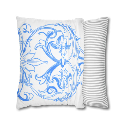 Blue and White Porcelain Square Pillowcase