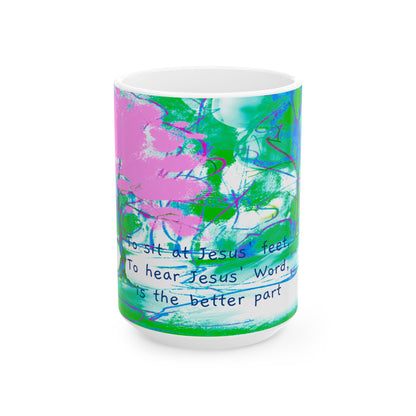 Inspirational Landscapes Ceramic Mug in Blue, Green and Pink