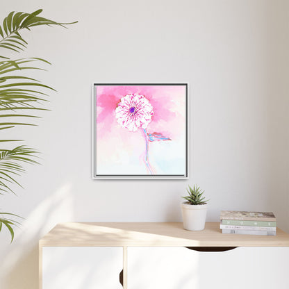 Zinnia Color Splash Matte Canvas Light Pink Framed
