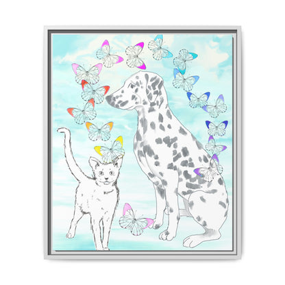Butterfly Chroma Friendship Matte Canvas, Framed  (White)