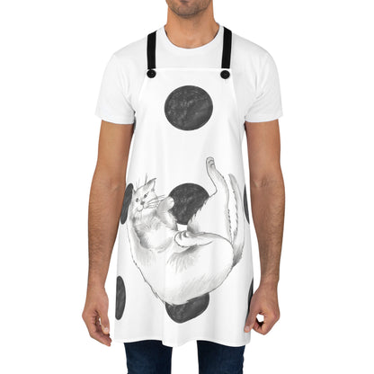 Kitty Fun, Apron, Black Polka Dots