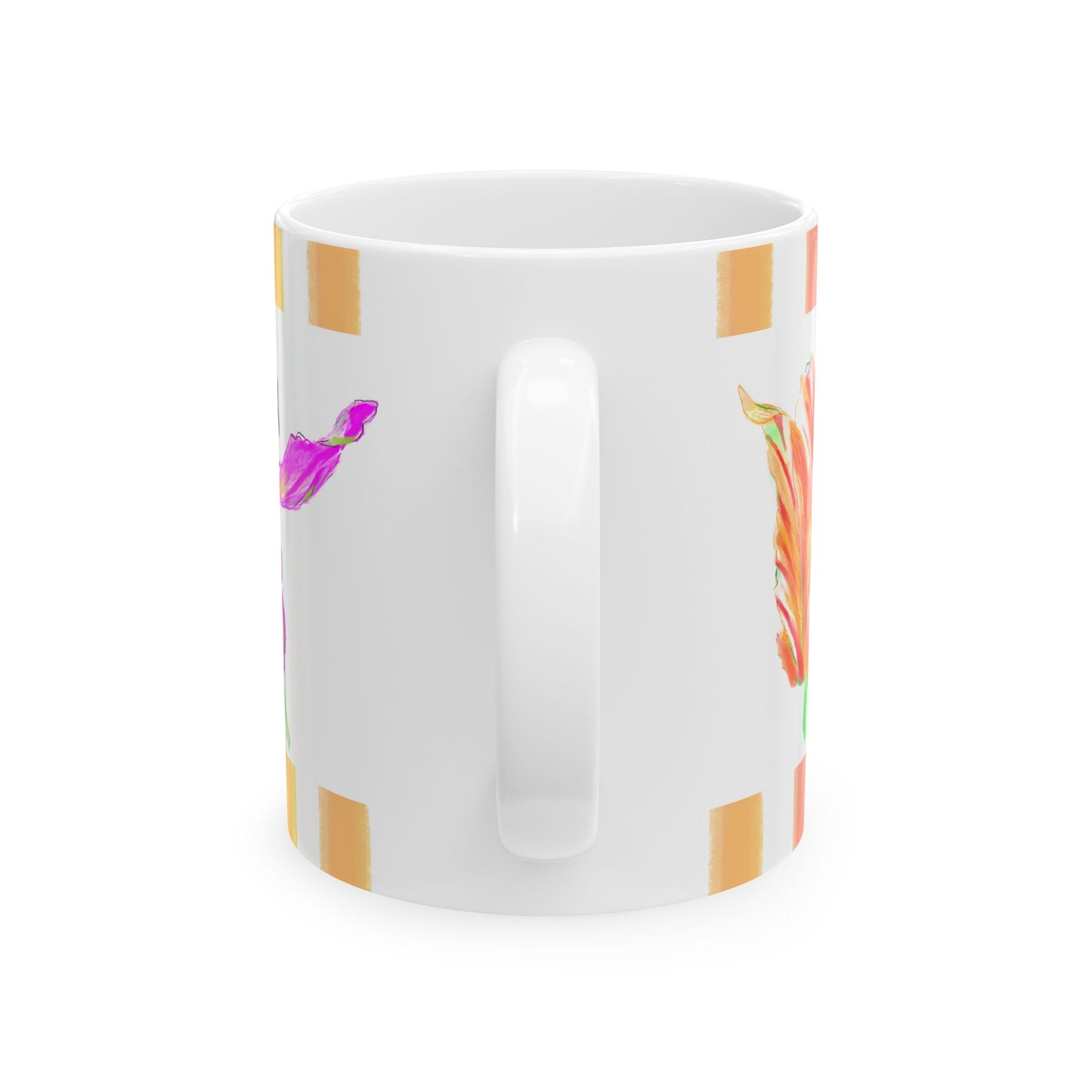 Tulip Love Ceramic Mug, (11oz, 15oz) Pink, Orange