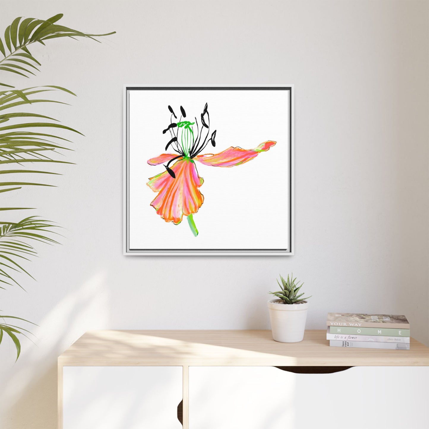 Dancing Tulips Matte Canvas, Framed (Multi-color) Orange