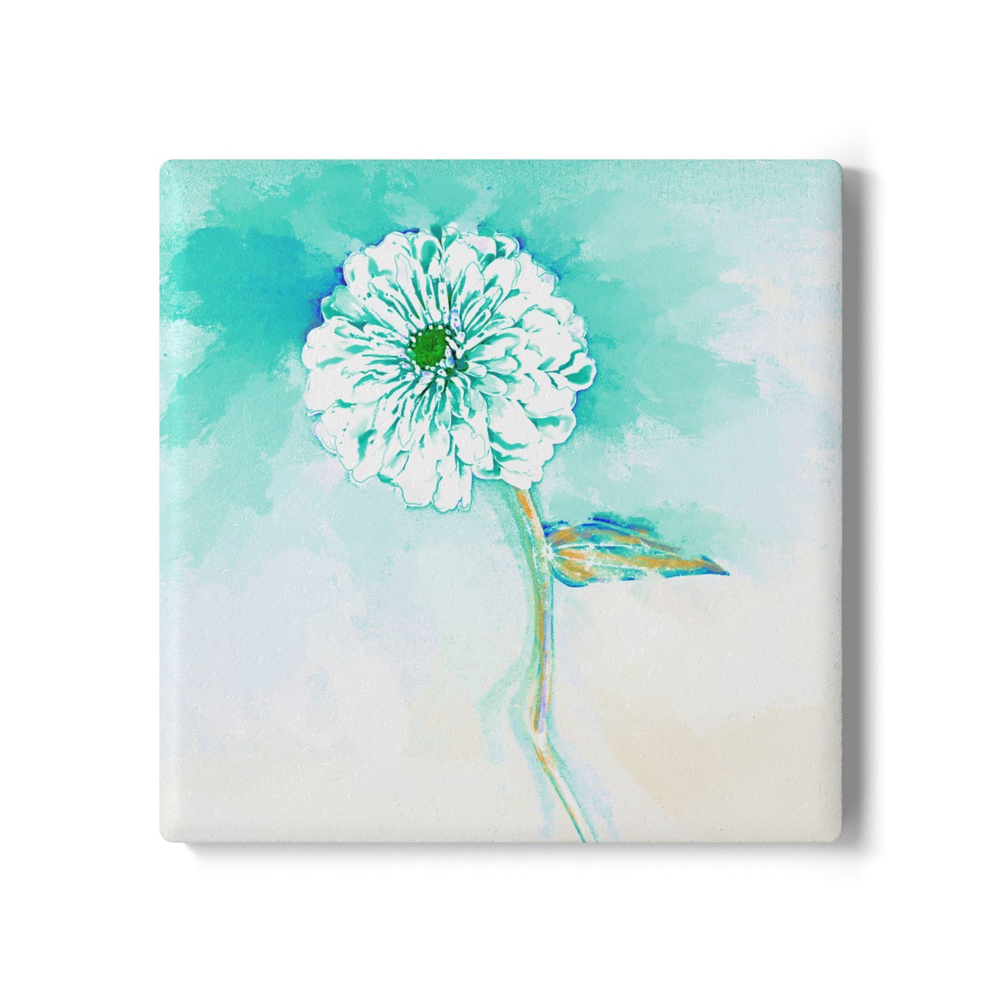 Zinnia Ceramic Coaster, Aqua