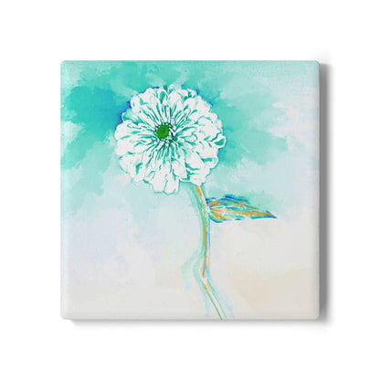 Zinnia Ceramic Coaster, Aqua