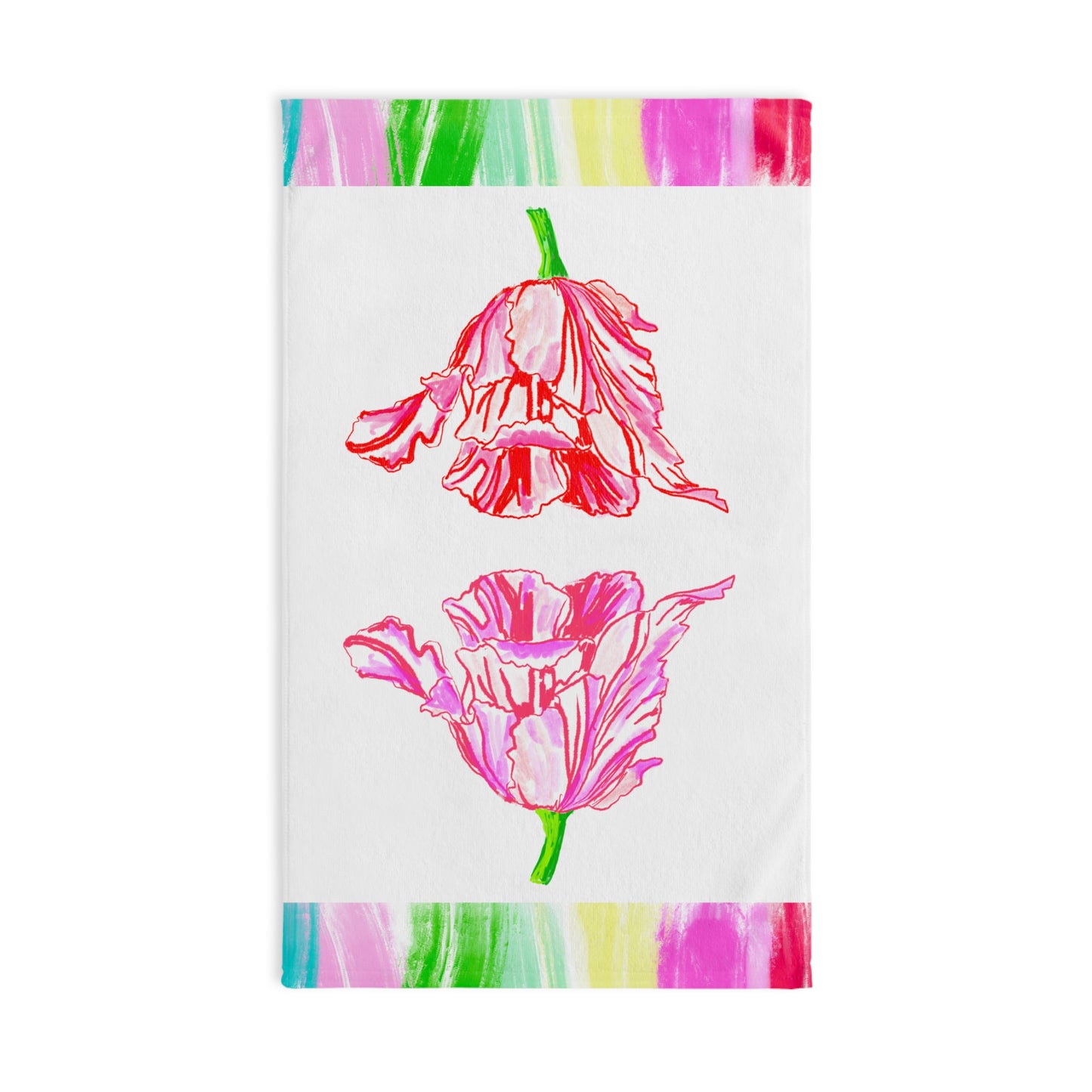 Dancing Tulips Hand Towel  Red