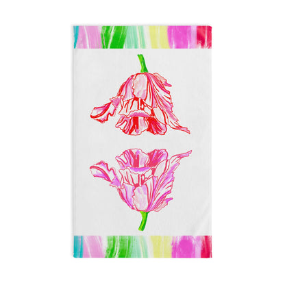 Dancing Tulips Hand Towel  Red