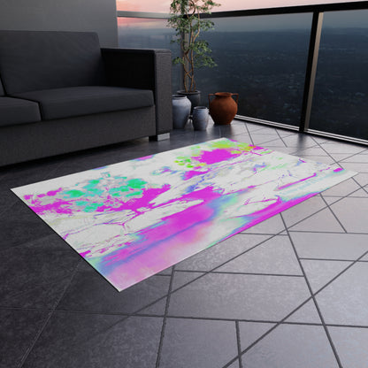 Inspirational Landscapes Indoor/Outdoor Area Rug "To know yourself is to be humble", Green, Aqua, and Lilac